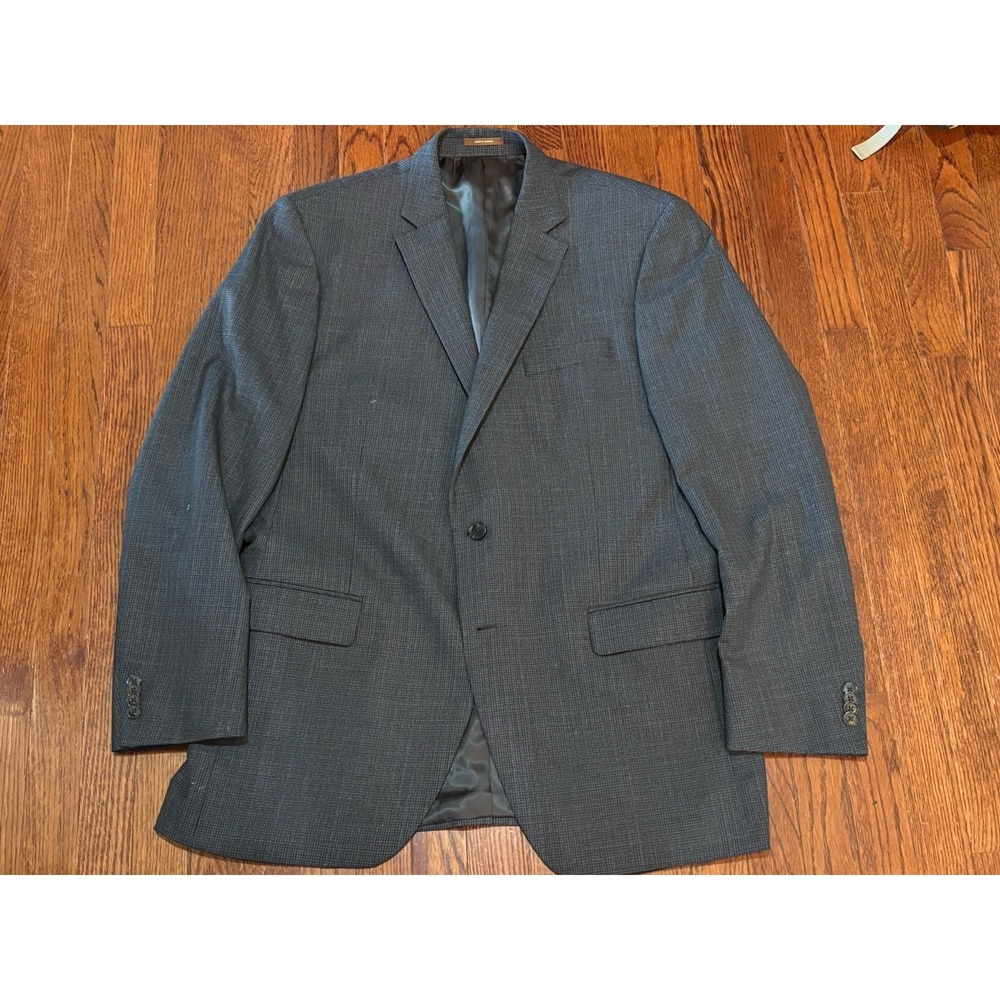 Peter Millar Blue Plaid Men's Wool Blazer Jacket Size US 44 Tall long